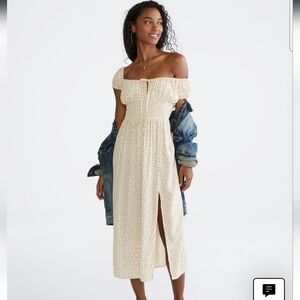 Floral Scoop-Neck Cinched Midi Dress